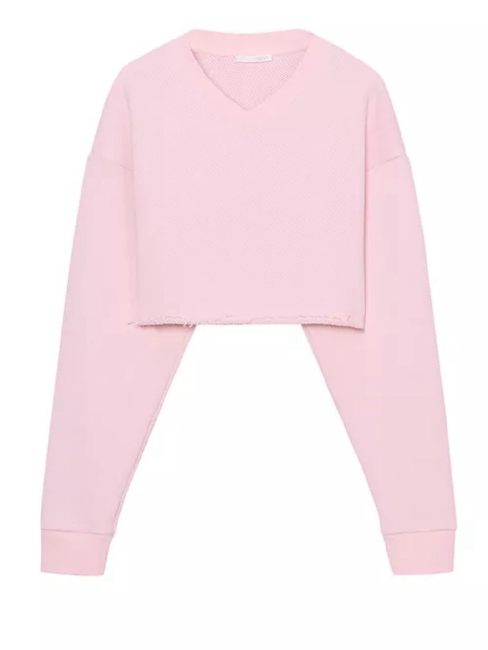 Zara V-Neck Cropped Sweatshirt — Pink